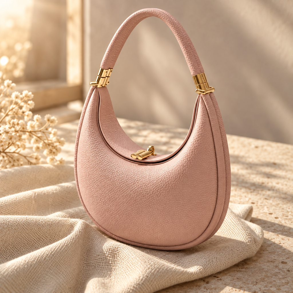 NOÉMIE - Sac demi-lune en cuir véritable