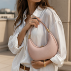 NOÉMIE - Sac demi-lune en cuir véritable