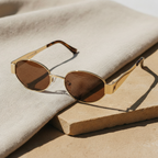 AMARETTO - Metal Temple Oval Sunglasses