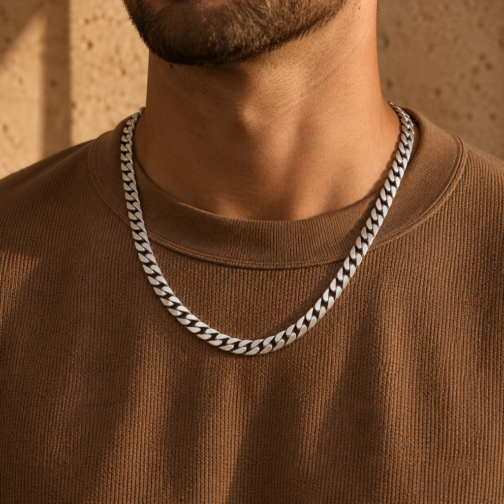 SOVEREIGN - 925 Sterling Silver Cuban Chain Necklace