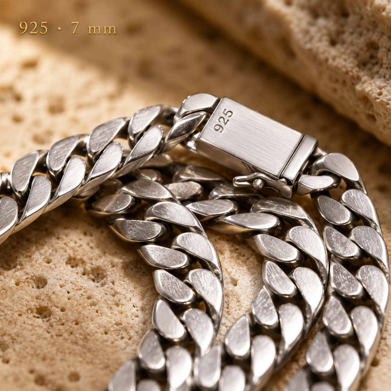 SOVEREIGN - 925 Sterling Silver Cuban Chain Necklace