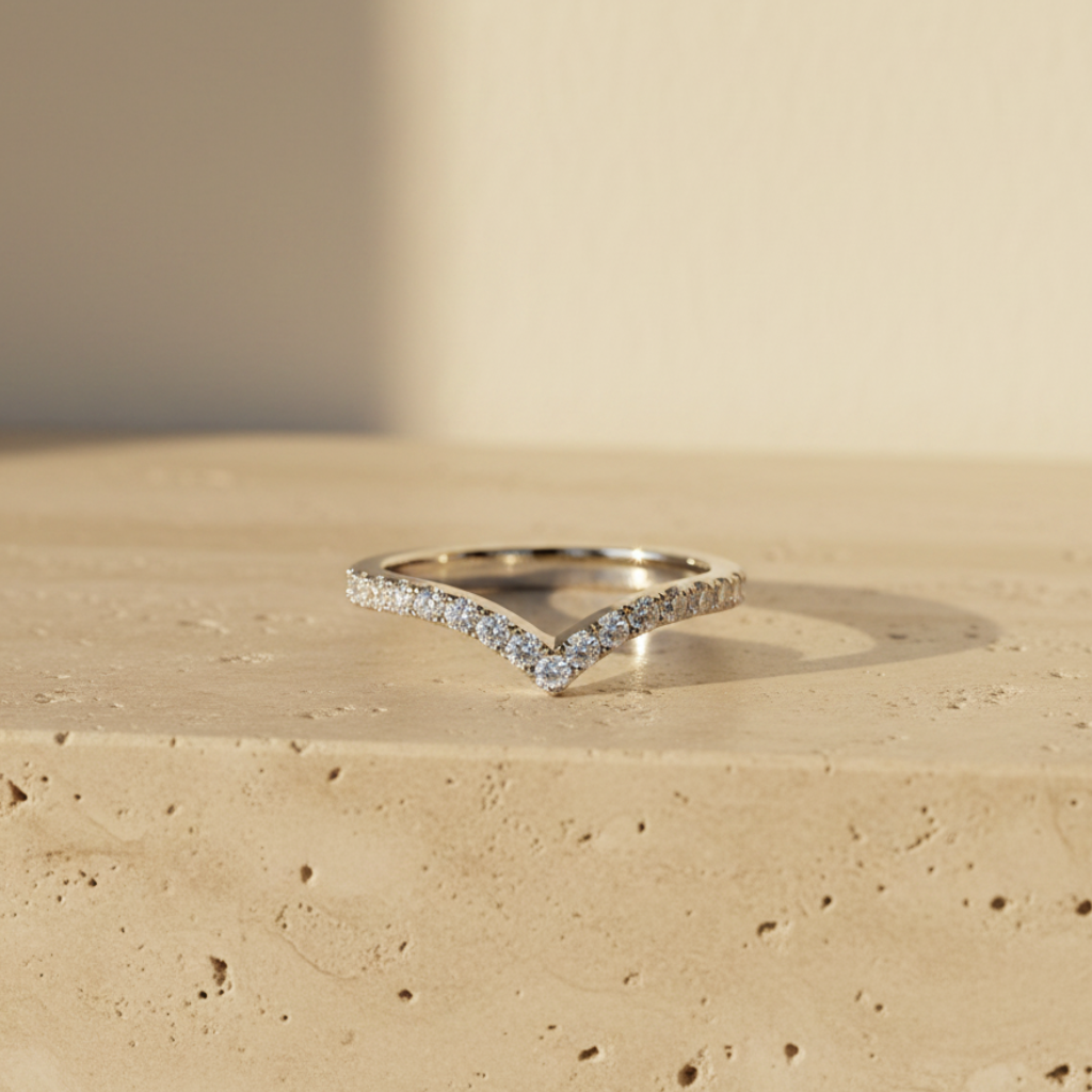 ZOE - Chevron 925 Sterling Silver Moissanites Ring